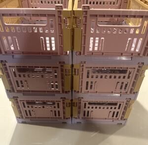HAY Golden Yellow FOLDING STORAGE CRATE. New SET 24